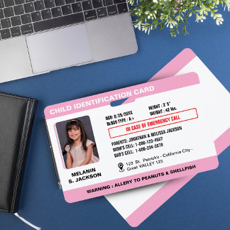 Badge photo d'identité d'urgence personnalisé pour