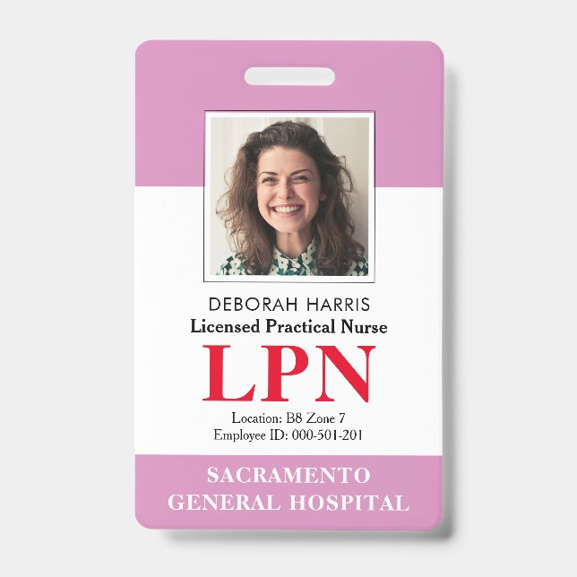 Badge Photo d'identité moderne d'infirmière auxiliaire a (Avant)