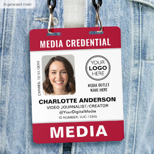 Badge Photo d'identité moderne Média Presse Logo Sécurit
