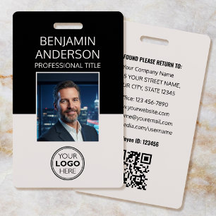 Badge Photo d'identité professionnelle Logo Employé Blan