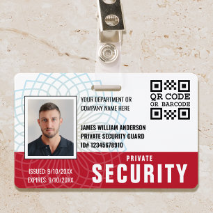 Badge Photo d'identité rouge pour garde de sécurité priv