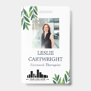 Badge Photo et logo Emerald Green Feuilles