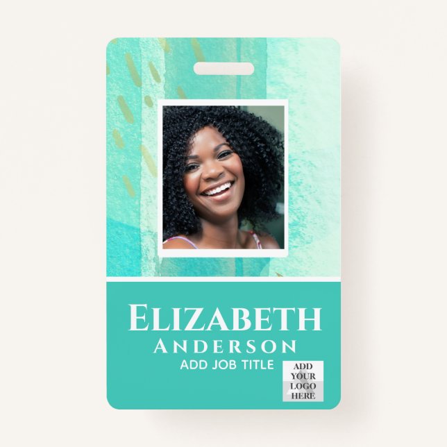 Badge PHOTO-ID Employé VIP PASS Aquarelle Résumé (Devant)