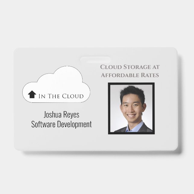 Badge Photo noire et grise réutilisable Horizontale magn (Avant)