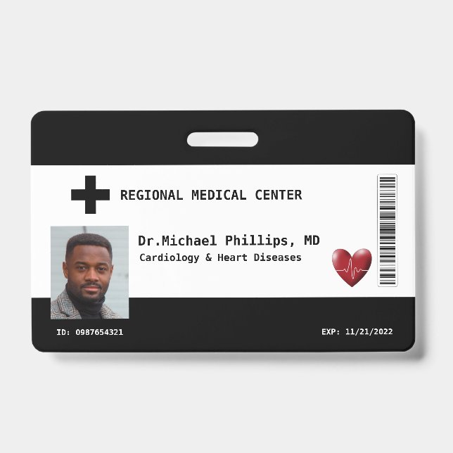 Badge Photo, nom, code-barres et logo personnalisés de l (Avant)