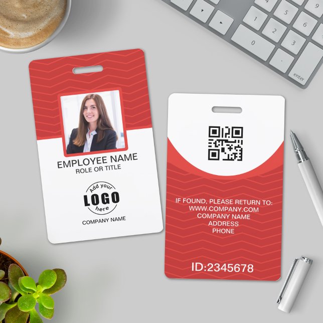 Badge Photo personnalisée Code QR de l'employé de l'entr (Créateur téléchargé)