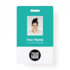 Photo personnalisée de l'employé, Code barre, Logo