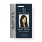 Photo personnalisée de l'employé, Code barre, Logo