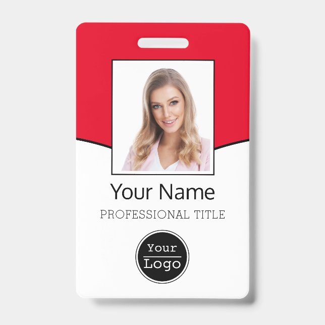 Badge Photo personnalisée de l'employé, Code barre, Logo (Avant)