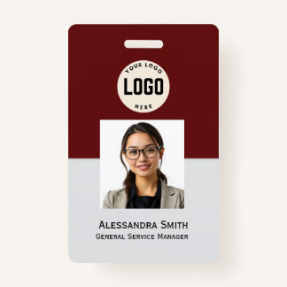 Badge Photo personnalisée de l'employé, Code barre, Logo