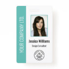 Photo personnalisée de l'employé, Code barre, Logo