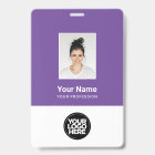 Photo personnalisée de l'employé, Code barre, Logo