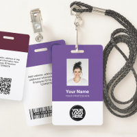 Photo personnalisée de l'employé, Code barre, Logo