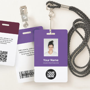 Badge Photo personnalisée de l'employé, Code barre, Logo