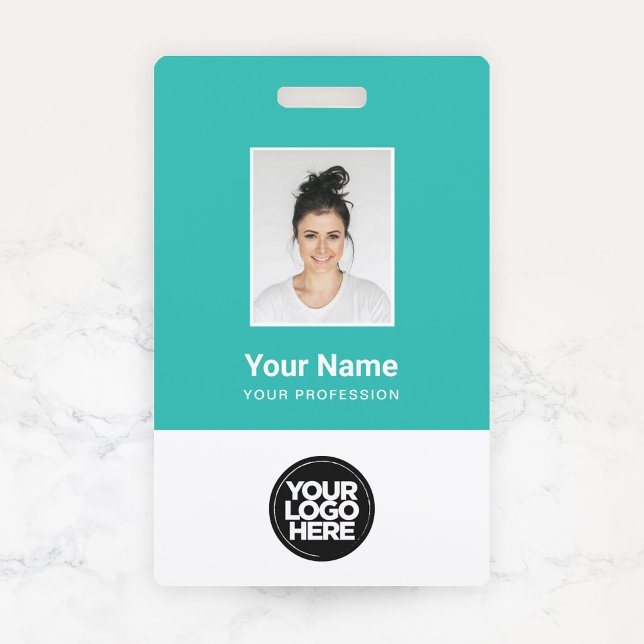 Badge Photo personnalisée de l'employé, Code barre, Logo (Créateur téléchargé)