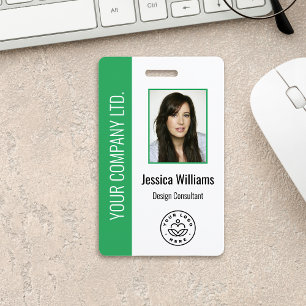 Badge Photo personnalisée de l'employé, Code barre, Logo