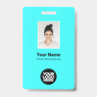 Photo personnalisée de l'employé, Code barre, Logo