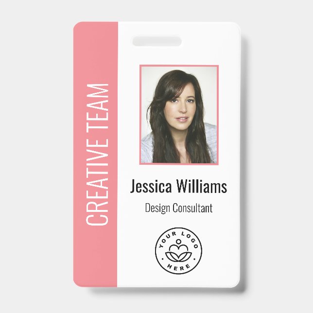 Badge Photo personnalisée de l'employé, Code barre, Logo (Avant)