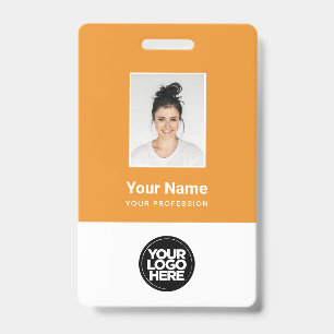 Badge Photo personnalisée de l'employé, code Qr, logo, n