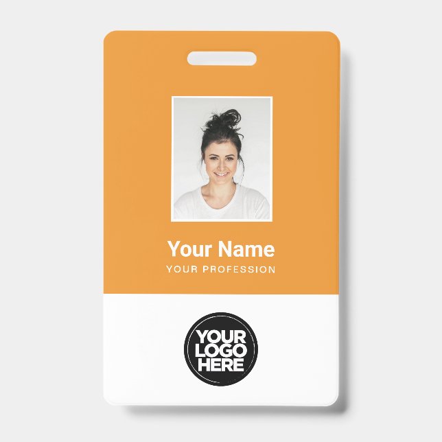 Badge Photo personnalisée de l'employé, code Qr, logo, n (Avant)