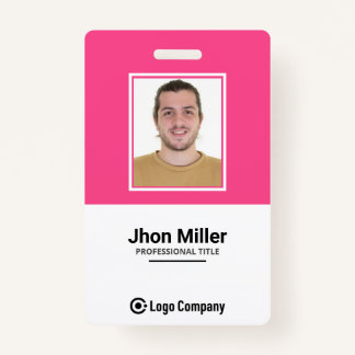 Badge Photo personnalisée de l'employé, logo, code à bar