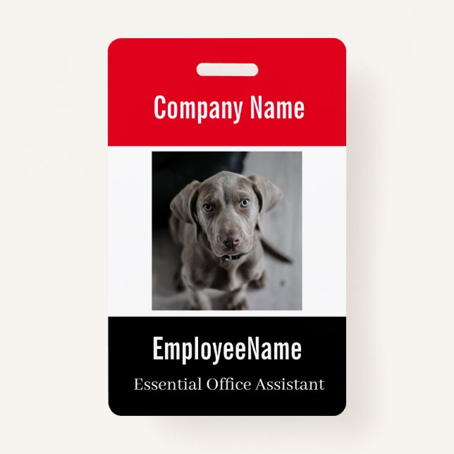 Badge Photo personnalisée - ID de l'employé - Modèle rou (Devant)