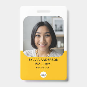 Badge Photo personnalisée jaune Code QR Logo de l'employ