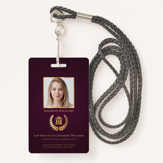 Badge Photo professionnelle légale personnalisée (Devant avec lanière)