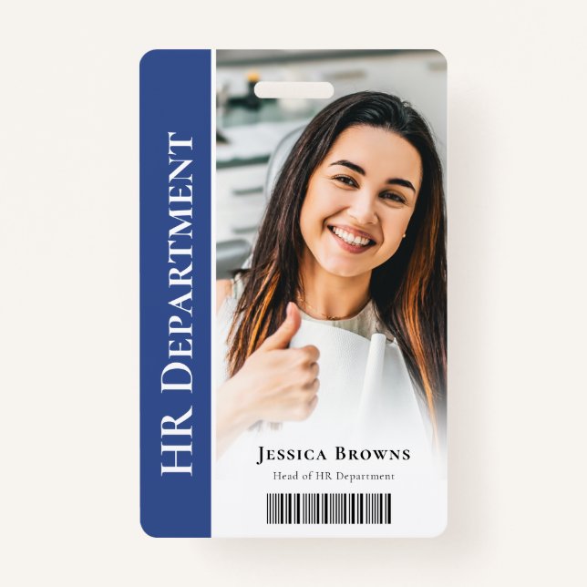Badge Photo professionnelle moderne Deep Blue Employé (Devant)