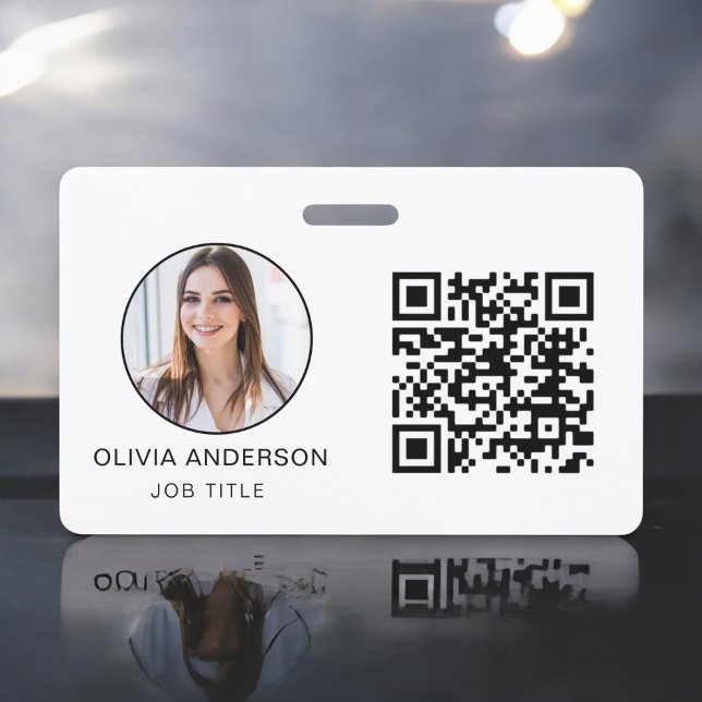 Badge Photo professionnelle QR Code Carte de visite blan (Créateur téléchargé)
