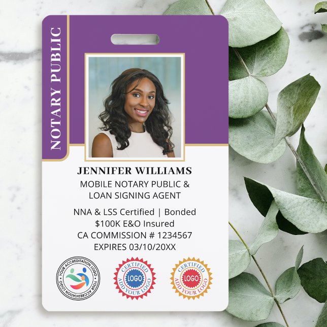 Badge Photo publique du notaire mobile Code QR ID violet (Créateur téléchargé)