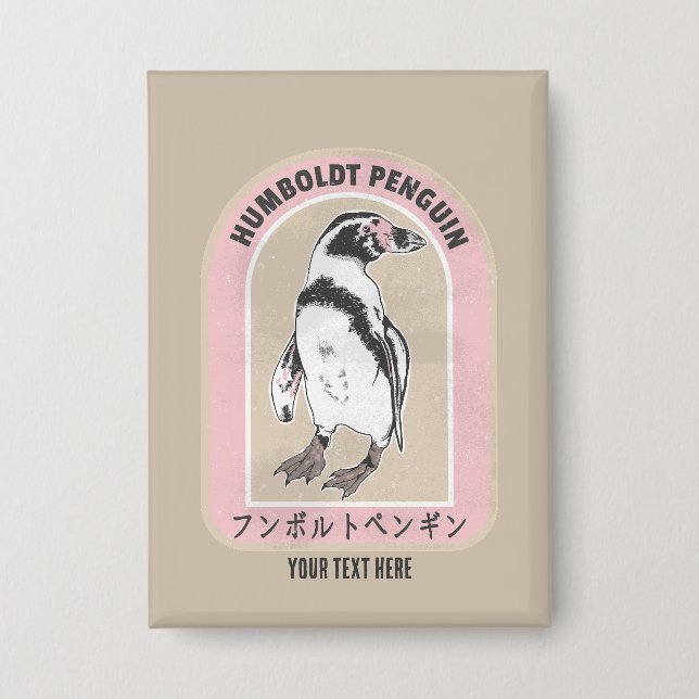 Badge Pingouin de Humbolt écriture japonaise (Recto)