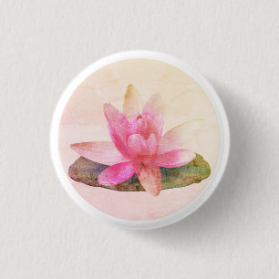 BADGE : PINK LOTUS 1 INCH ROUND BUTTON