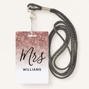 Badge Pink Parties scintillant Enseignant Nom personnali
