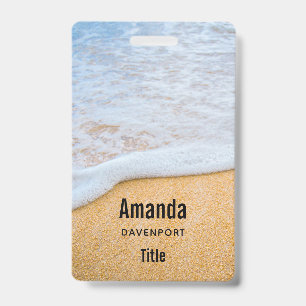 Badge Plage de sable avec ressac écumeux