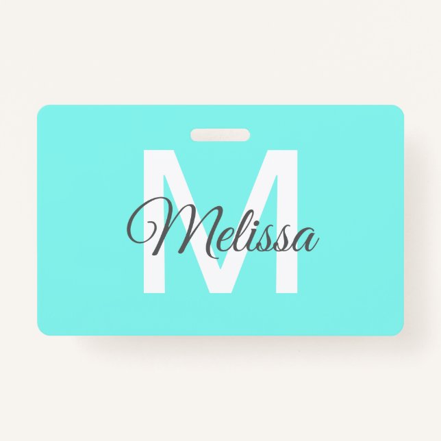 Badge plage girly chic abstraite turquoise aqua bleu (Devant)