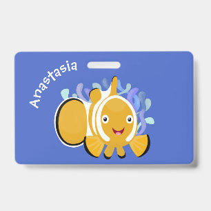 Badge Poisson clown joyeux et mignon anémone de mer dess