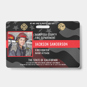 Badge Pompier Service des incendies Photo Carte d'identi