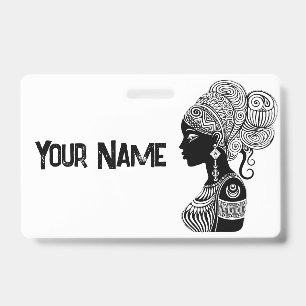 Badge Portrait de fille africaine Tatouage tribal