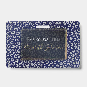 Badge Poster de animal Leopard Parties scintillant bleu 