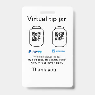 Badge Pot virtuel de pourboires code q r don d'argent Pa
