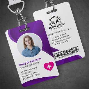 Badge Praticien en soins infirmiers pourpres moderne NP