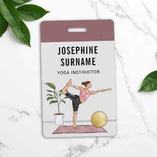 Badge Professeur de yoga Danseuse Pose Méditation Entraî