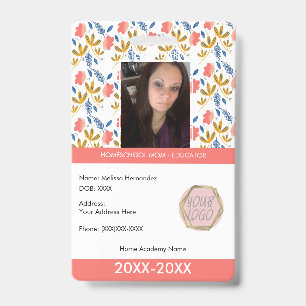 Badge Professeur Écolage à Domicile École Maman ID Botan