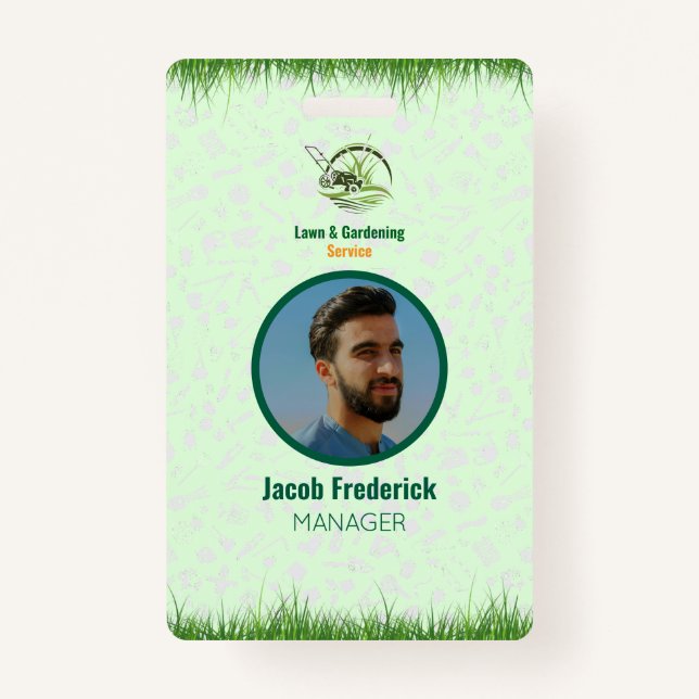 Badge Professional White and Green Lawn Care (Devant)