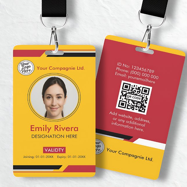 Badge Professional Yellow Black Red Employee Access Card (Professional Yellow Black Red Employee Access Card Badge)