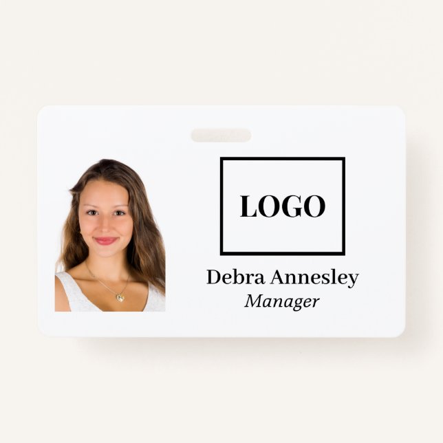 Badge Professionnel Ajouter Employé Photo Logo de l'entr (Devant)