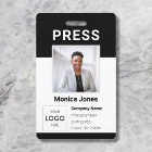 Badge professionnel avec code QR de photo de logo 