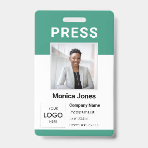 Badge professionnel avec logo de presse et code QR