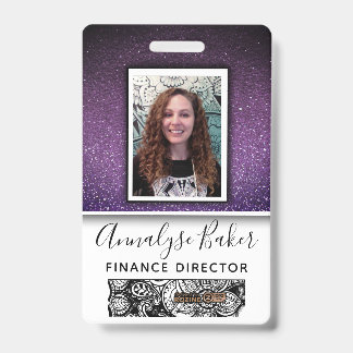 Badge Professionnel de la Parties scintillant violette A